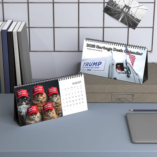 Garbage 2025 Trump Calendar, Cat Memes, Unique Trump Calendar, Office Calendar, Desk Calendar