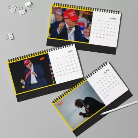 Trump 2025 Desk Calendar MAGA Supporter Gift Funny Donald Dancing President Dad