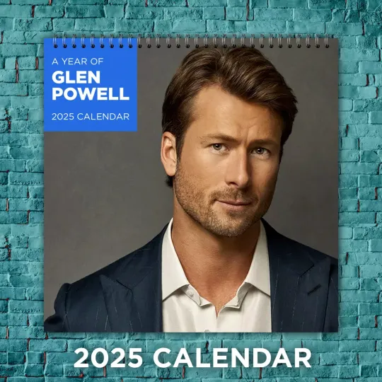 Glen Powell 2025 Film Stars Calendar, 12-Month Actor Wall Calendar