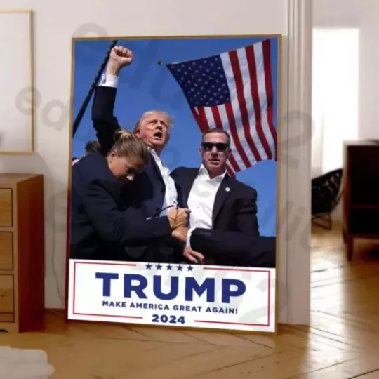 Trump 2024 Fight Historic Assassination Attempt Poster, Trump Shot 2024