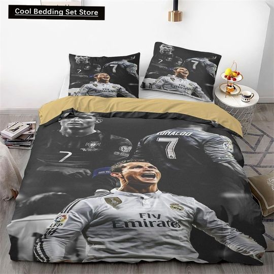 Football Themed Bedding Set Made of Microfiber Material, Football Stars Bedding Set