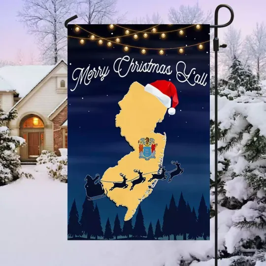 New Jersey States 2024 Merry Christmas Y’all Flag Garden Flag