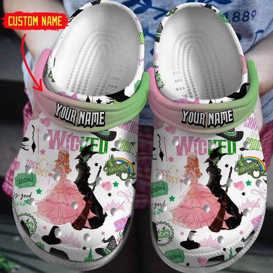 Wicked Change For Good Glitter Shoes, Custom Witch Pink And Green Sandals, Wizard of Oz Movie Shoes, Wicked Defy Gravity Sandals