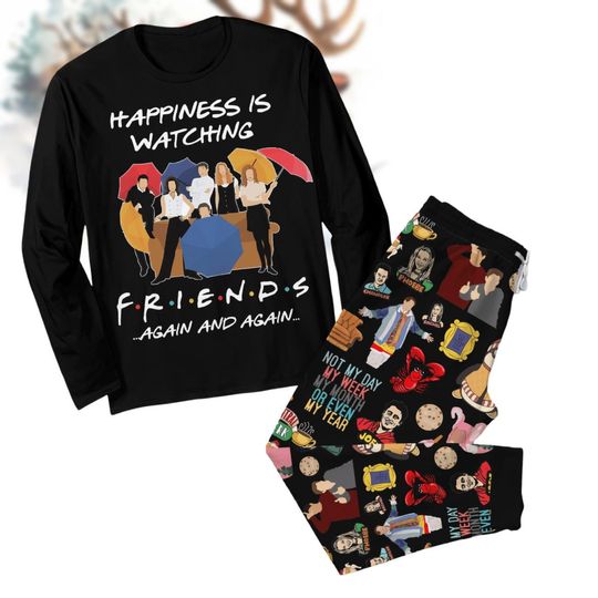 Friends Tv Series Christmas Family Pajamas, This Is My Friends Watching Shirt, Friends Xmas Sleepwear, Loungewear For Men Women Kids