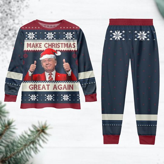 Trump Santa Christmas Pajamas, Sarcastic Trump Pajamas Pants, Trump Make Christmas Great Again Shirt, Republicans Xmas Gift