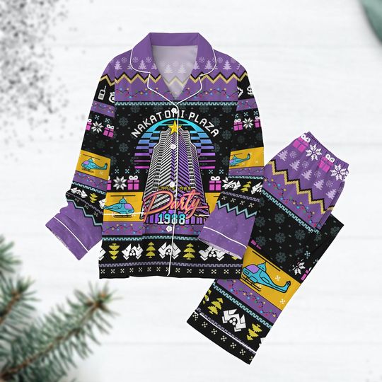 Nakatomi Plaza Christmas Pajamas, Christmas Party 1988 Xmas Pajamas, Die Hard Movie Pajamas Set, Hans Gruber Shirt, Xmas Gift