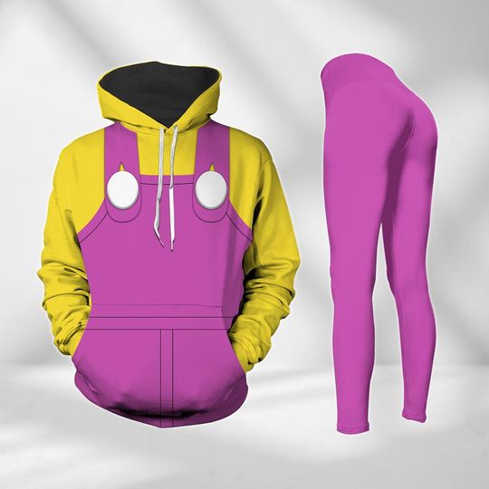 Super Mario Wario Costume Hoodie, Wario Womens Leggings, Wario Cosplay Shirt, Super Mario Characters Hoodie, Leggings For Girls
