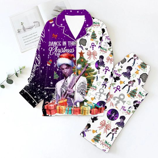 Prince Purple Xmas Pajamas, Prince Santa Christmas Pajamas, Prince Fan Holiday Pajamas, Purple Merch Women Pajamas, Gift For Prince Fan