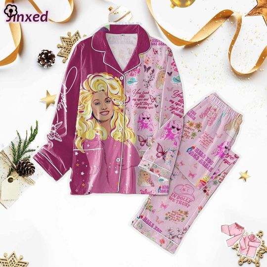 In Dolly We Trust Pajamas Set, Be A Dolly Christmas Women Pajamas, Queen Of Country Xmas Pajamas, Western Cowgirl Pajamas Christmas Gift
