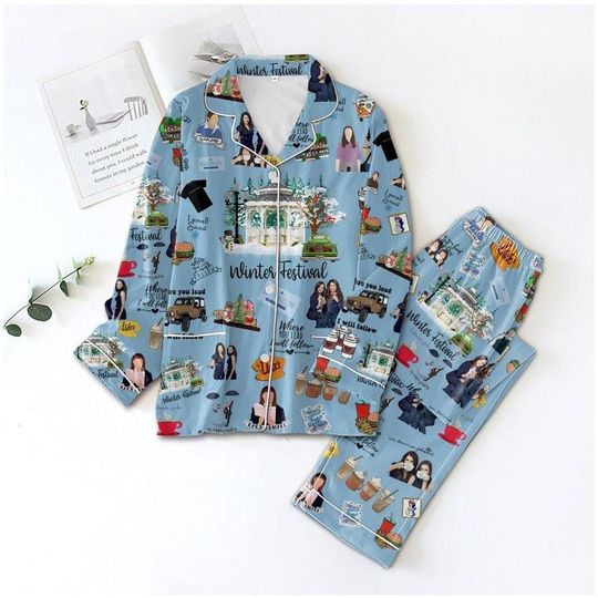 Gilmore Girls Pajamas Set, Luke's Coffee Pajamas Christmas, Luke's Diner Womens Pajamas, Stars Hollow Holiday Pajamas, Winter Festival