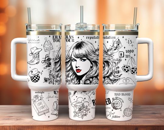40 oz Pop Singer Collage Sublimation Tumbler , Music Album 40 oz Tumbler