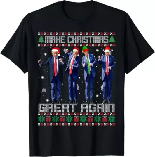 Make Christmas Great Again Ugly Sweaters Trump Dance Santa T-Shirt