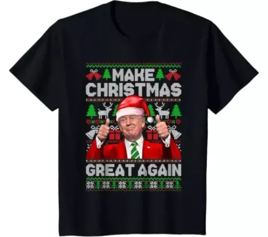 Make Christmas Great Again Donald Trump American President Black T-shirt