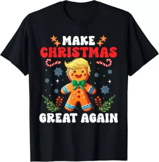 Funny Trump Gingerbread Man Make Christmas Great Again 2024 T-Shirt