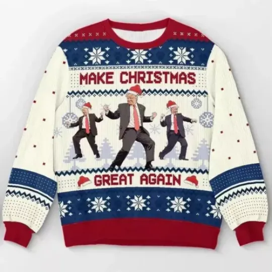 Trump Dancing Make Christmas Great Again Ugly Sweater, Donald Trump Ugly