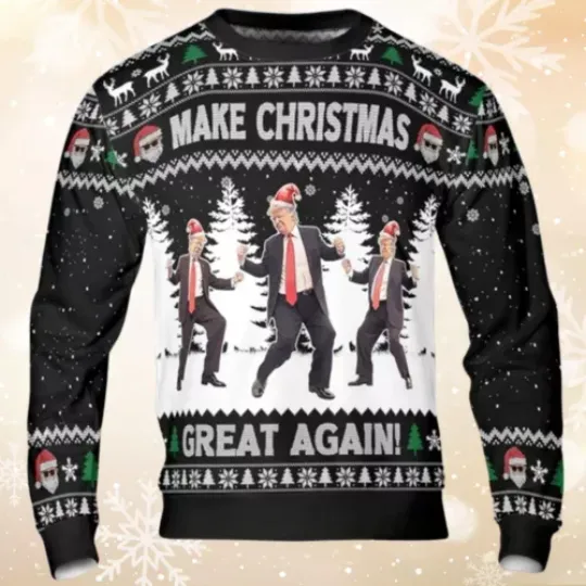Make Christmas Great Again, Dancing Trump 2024 Christmas Ugly Sweater