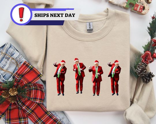 Discover Trump Dance Christmas Sweatshirt, Funny Trump Hoodie, Republican Gift, Christmas Republican Sweatshirt, Christmas Santa Trump Sweater