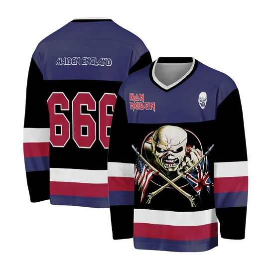 Iron Maiden Jersey The Trooper Heavy Metal Band Men's Hockey Jersey
