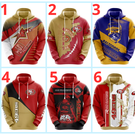 San Francisco 49ers Men's Pullover Hoodie Sweatshirt Workout Gym Jogging Jacket