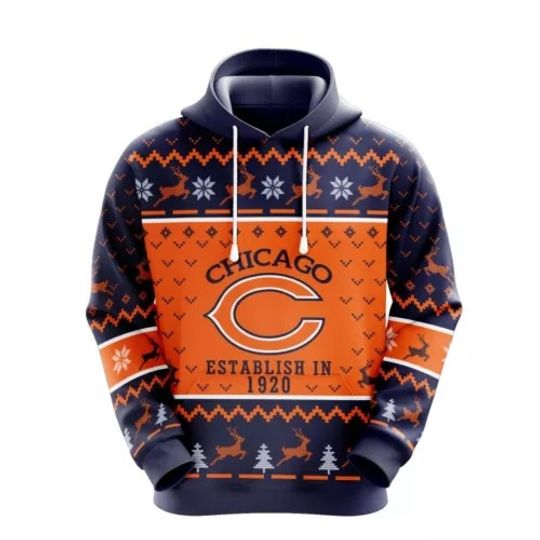 Chicago Bears Men's Pullover Hoodie Sweatshirt Workout Gym Jogging Jacket Gift
