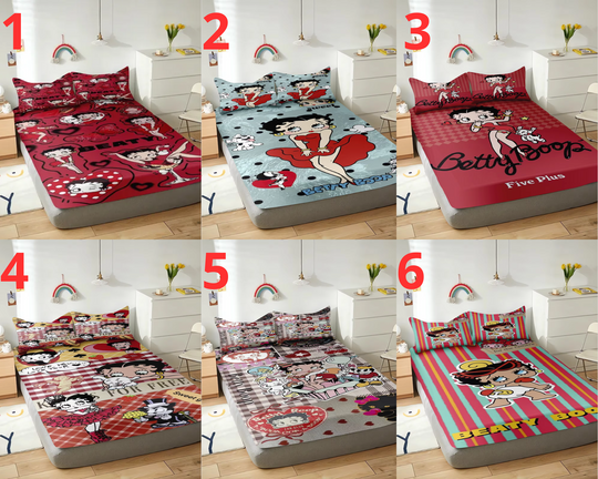 Cartoon Fitted Sheet Betty Poop Bedding Set