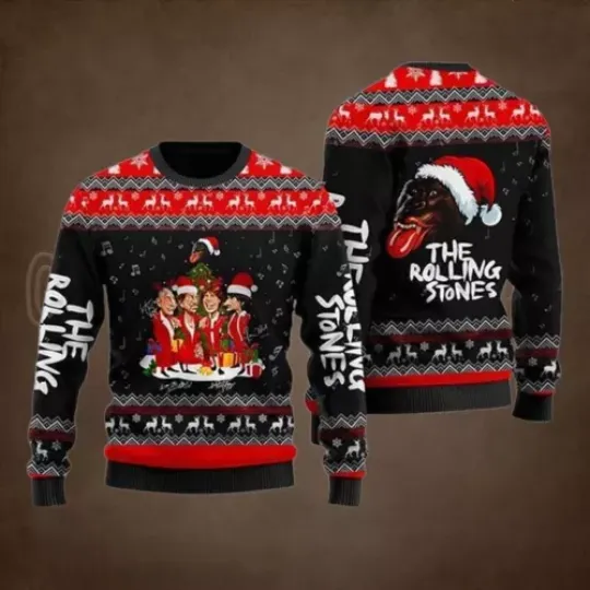 The Rolling Stones Holiday Sweater 2024 Christmas Ugly Sweater, Trending 2024