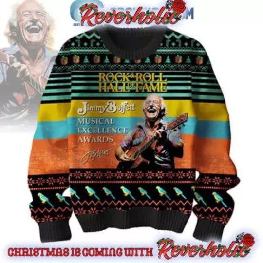 Jimmy Buffett Rock And Roll Hall Of Fame Christmas Ugly Sweater