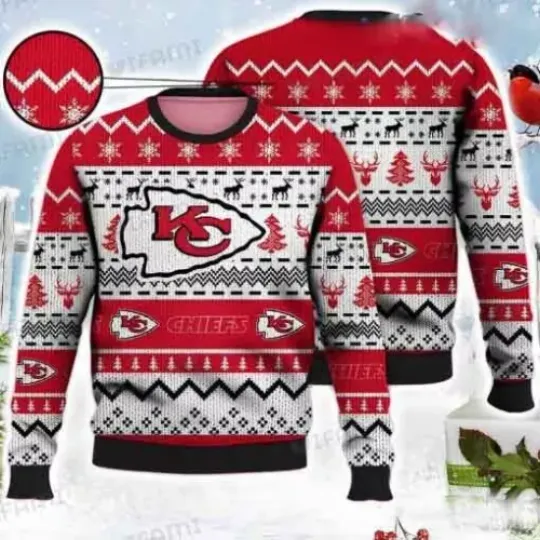 Chiefs Christmas Sweater Chevron Pattern Kansas City Chiefs Gift