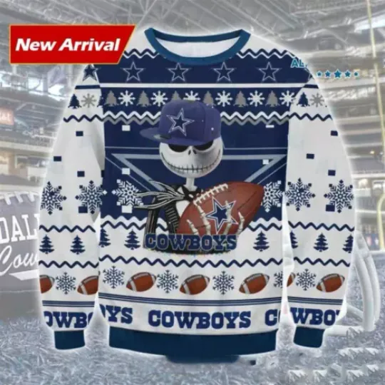 Jack Skellington Dallas Cowboys Ugly Christmas Sweater