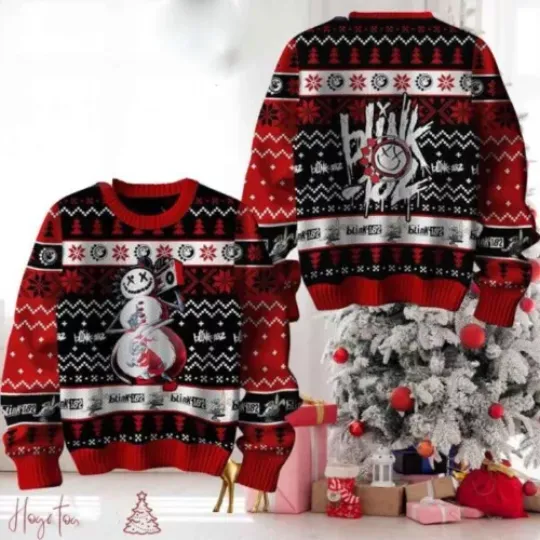 B182 Rock Band All The Small Things Ugly Sweater Chirstmas Gifts 2024