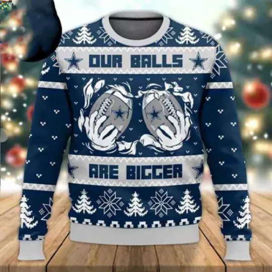 Dallas Cowboys Our Balls Are Bigger 2024 Ugly Christmas Sweater