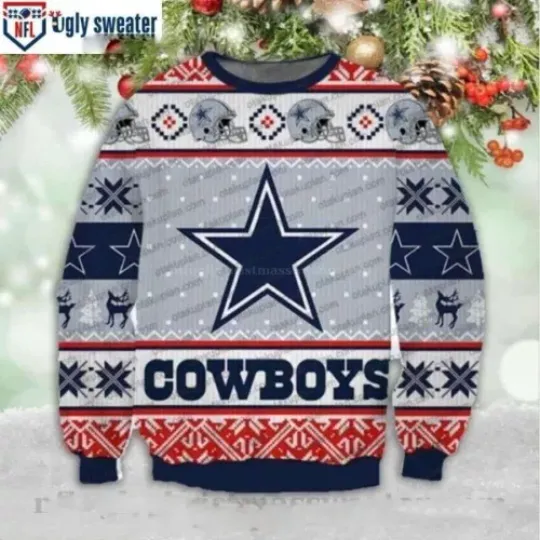 football Dallas Cowboys Knitting Pattern All Over Print Ugly Christmas Sweater