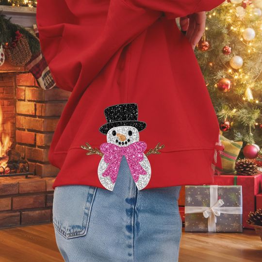 Christmas Snowman Side Bow Sweatshirts