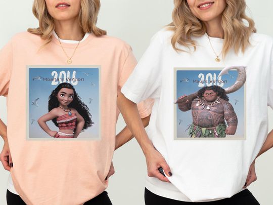 Disney Matching Album Cover Shirt, Princess Moana's Version Shirt, Maui Fish Hook Shirt, Pua And Hei Hei Tee, Disneyland Girls Vacation Tee