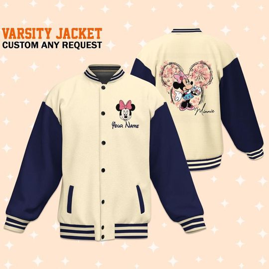 Personalize Minnie Mouse Music, Personalized Disney Jacket, Baseball Team Outfit, Disney Uniform Varsity