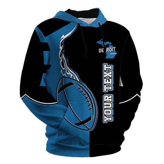 Football Player Jersey Hoodie Michigan With Name & Number - Football Mom Hoodie - Plus Size Football Shirts for Women Long Sleeves 3D