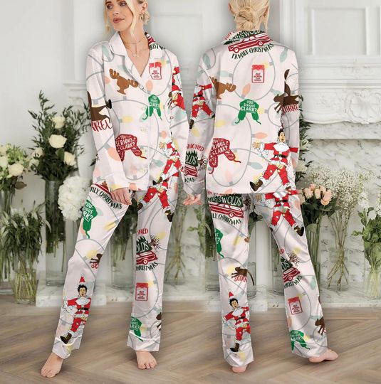 Shitters Full Christmas Pajamas Set, Groovy National Lampoon's Christmas Vacation, Griswold Family Xmas Pajamas, You Serious Clark PJ Set