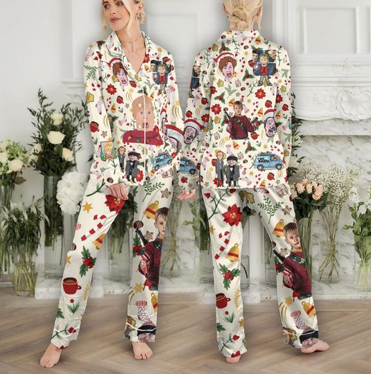 Funny Christmas Movie Pajamas Set Family, Home Alone Pajamas Set, Kevin Mccallister Pajamas Set Women, Christmas Vacation Holiday Shirt