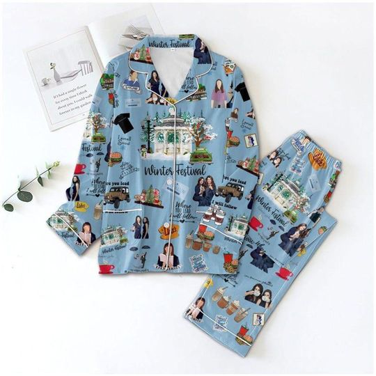 Gilmore Girls Pajamas Set, Luke's Coffee Pajamas Christmas, Luke's Diner Womens Pajamas, Stars Hollow Holiday Pajamas, Winter Festival