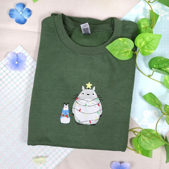 Totoro Christmas Studio Ghibli Embroidered T-shirt Sweatshirt Hoody Crewneck