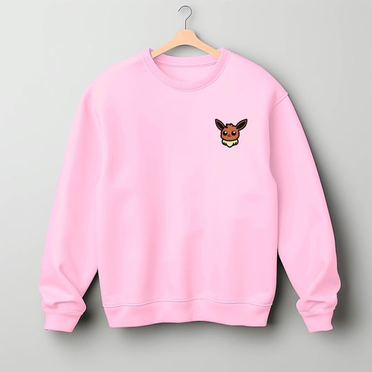 Chibi Eevee Embroidered Sweatshirt | Unisex Oversized Fit | Super Soft Feel | Available in Pink and Black | UK Embroidered | Gaming | Anime