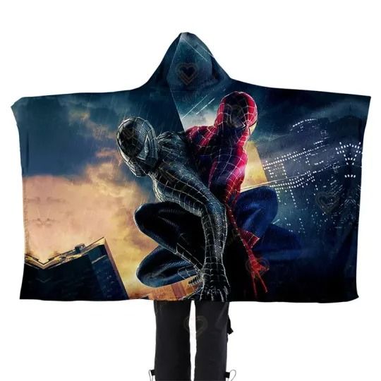 Spider Man Hooded Blanket, Baby Kids Boys Birthday Gift Hooded Blankets, Christmas Gifts