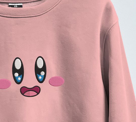 Special Pink Embroidered Sweatshirt Cute Shirt Kirby Mew Swirlix Sylveon Slowpoke Clefairy Embroidered Lovers Gifts