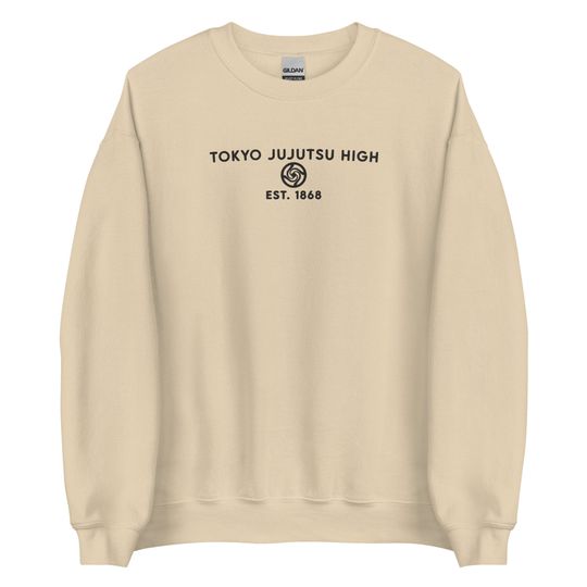 Tokyo Jujutsu High - JJK Inspired Anime Embroidered Heavyweight Crewneck, Japanese Anime Sweatshirt, Retro Minimalist Anime Sweatshirt