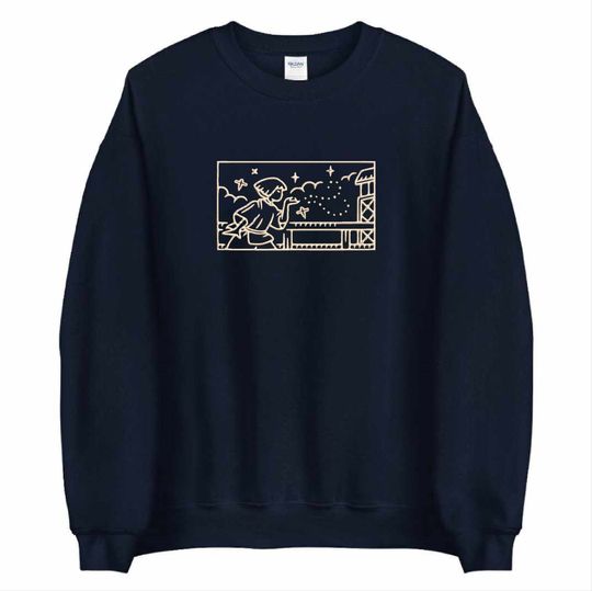 Spirited Away Outline Embroidered Sweatshirt, Ghibli Studio Sweatshirt, Anime Embroidered Sweatshirt, Anime Merch