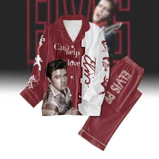 Elvis Presley Christmas Pajamas Set, Elvis King Santa Tshirt Pants Set, King Of Rock And Roll Pajamas Family, Elvis Lovers  Xmas Gift F