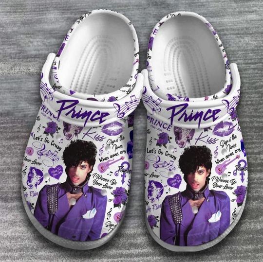 Custom Name Prince Purple Music Slippers, Prince Sandals, Love Prince Shoes, Custom Name Shoes,Funny Slippers, Summer Shoes, Prince Mules