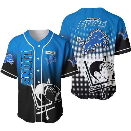 Personalized Lions Custom Name Baseball Jersey Shirts, All-over Print Unisex Lions Baseball Jersey Shirts, Detroit Football