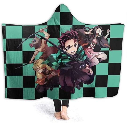 Anime demon Hooded Blanket Wearable Cloak Cape Hooded
