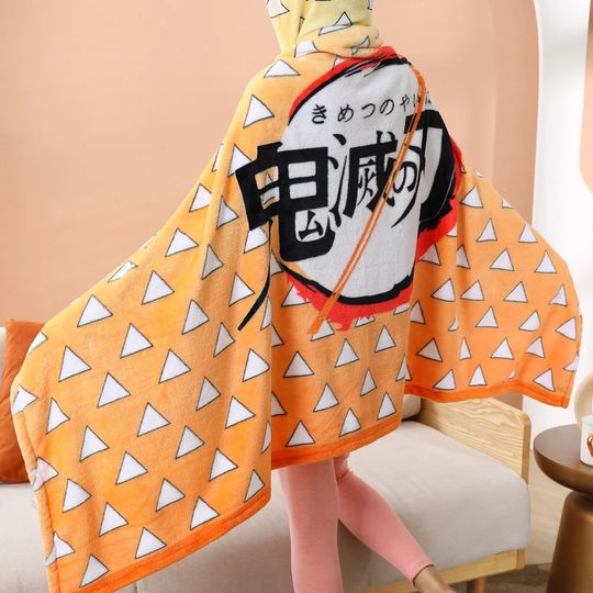 Anime demon Blanket Cosplay Wearable Cloak Cape Hooded